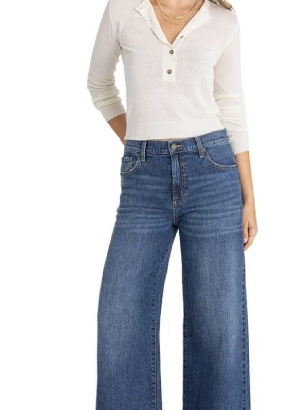 Jordache Wide-Leg High-Rise Jeans in Medium Blue - Picture 1 of 4